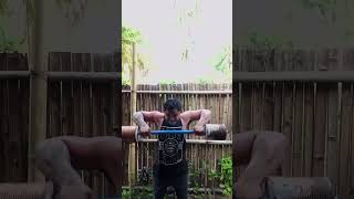 Barbell upright row with improvised barbell fitness motivated shoulderworkout nopainnogain [upl. by Dorothi]