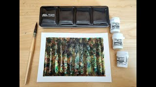 Brusho and Mixed Media Forest Scene [upl. by Bonar866]