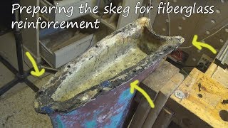 Preparing the skeg for fiberglass reinforcement SV Akestor Rudder and skeg Part 2 [upl. by Surazal]