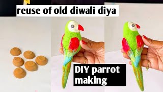 How to make macaw parrot using old Diwali diya [upl. by Adekram]