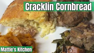 Southern Cracklin Cornbread  Cornbread Recipe  Matties Kitchen [upl. by Luemas]