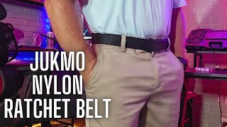 JUKMO Mens 15quot Nylon Ratchet Belt  Click Belt with Slide Buckle [upl. by Atalayah]