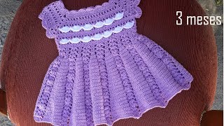 Delicado VESTIDO BEBE a CROCHET GANCHILLO tutorial paso a paso facil y rapido [upl. by Kenti368]