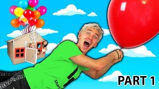 FLOATING BOX FORT WITH GIANT BALLOONS PART 1 [upl. by Atnwahs]