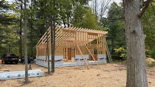 Building a Cabin in Northern Michigan Ep 8 Continued Framing  Single Pitch Roof [upl. by Yerac]