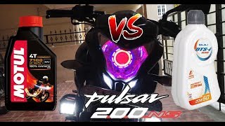 Best Engine oil for Pulsar NS 200  Motul 7100 20w50 VS Bajaj Engine Oil [upl. by Nnail]