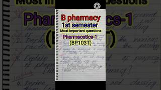 B pharmacy 1st sem pharmaceutics important questions unit 1 to 5th pci shortvide pci [upl. by Ardnohsed50]