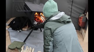 Off Grid Pole Barn Site Preparation Rainy Day Woodstove and Dutch Oven Stew [upl. by Lynnelle543]