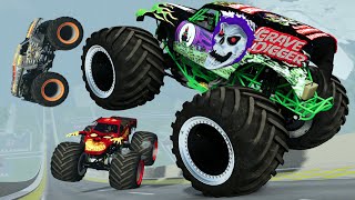 Grave Digger Brodozer MONSTER JAM Freestyle High Speed Jumps  BeamNGDrive [upl. by Wolfson]