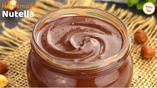 Homemade NutellaNocilla Recipe for Kids Tiffin Box How to make Nutella Chocolate Hazelnut Spread [upl. by Ansaev]