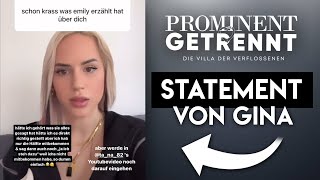 Prominent getrennt 2024 Eskalation Statement von Gina nach Zoff in Folge 1 [upl. by Dwane]