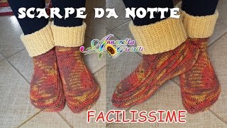 Scarpe da Notte SEMPLICISSIME allUncinetto SENZA diminuzioni  How to crochet socks [upl. by Arabele810]