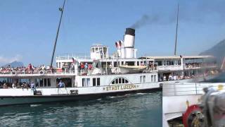 Raddampfer Gallia Schiller Schiff Stadt Luzern Uri Vierwaldstättersee Steam Swiss Lucerne Lake Rigi [upl. by Cates]