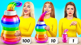 1 10 or 100 Layers of Food Challenge  Funny Moments by Multi DO Challenge [upl. by Eekcaj]