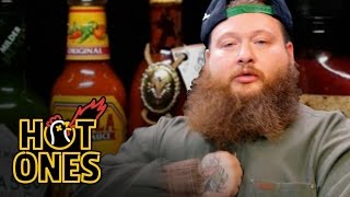 Action Bronson Blows His High Eating Spicy Wings  Hot Ones [upl. by Schwinn]