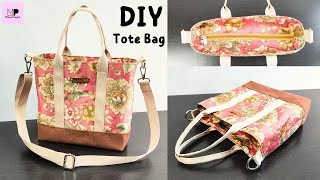 DIY Recessed Zipper Tote Bag  Recessed Zipper Tote Bag Tutorial [upl. by Ybeloc281]