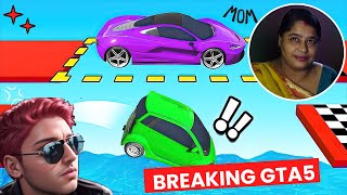 MOM PLAYING GTA 5 FIRST TIME 😂  Epic car driving in gta 5 [upl. by Toiboid974]