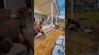 Paved garden path in 19 sec construction homeimprovement paving [upl. by Sairu]