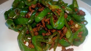 Stir Fried Chillies with Minced Pork Chinese Recipe [upl. by Thisbee676]