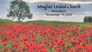 Mayfair United Church Sunday Service November 10th 2024 [upl. by Ahsircal514]