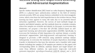 Overcoming Data Limitations A Few Shot Specific Emitter Identification Method Using Self Supervised [upl. by Cone]