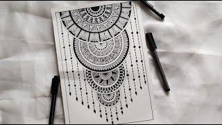 How to Draw Mandala Art  SemiCircle Mandala  How to draw Mandala for Beginners  Easy mandala [upl. by Emelin772]