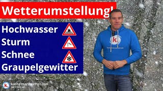 Wilder Wetterwechsel mit Hochwasser Sturm Schnee und Graupelgewittern [upl. by Neumark]