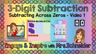 3Digit Subtraction Subtracting Across ZerosVideo 1 [upl. by Lyrrehs]