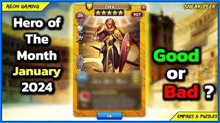 🌟Review amp Grading January 2024 Hero of The Month Zora ☀️  Empires amp Puzzles Sneak Peek [upl. by Zahavi385]