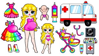 Rainbow Unicorn 🌈 Disney Princess Pregnant Doctor Play set Handmade  Best DIY Arts amp Paper Crafts [upl. by Noraa595]