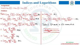 INDICES AND LOGARITHMS Solution to Lesson 5 assignment [upl. by Htebirol]