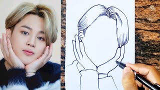 BTS Park Jimin drawing  How to draw BTS Park Jimin 💜 [upl. by Ikcir]