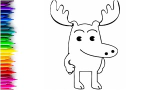 Moose drawing and coloring for kids and toddlers  animal drawing [upl. by Cassiani]