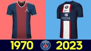 Evolucion de las camisetas de Paris SaintGermain 2223 2022  Historia del uniforme del PSG 202223 [upl. by Sudaorb]