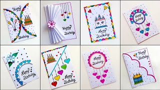 8 Easy amp Beautiful white paper Handmade Happy Birthday Greeting Card making 2024DIY Birthday Card [upl. by Eiwoh977]