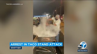 Arrest made after video of food truck vendor vandalizing SoCal taco stand goes viral l ABC7 [upl. by Ramma]