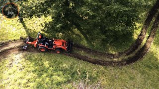 Cutting Trails  Hilly Terrain  Kubota B2601 amp Land Pride LR1660 Landscape Rake [upl. by Proulx]