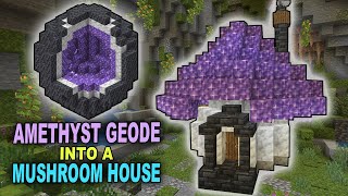 Cave Starter House  Turning an Amethyst Geode into a Mushroom House  Building Tutorial [upl. by Kiona]