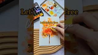 Paint an autumn tree using a sponge [upl. by Aramanta]