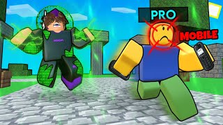 I Used KILL AURA To 1v1 PRO Mobile Players In Roblox Bedwars [upl. by Nerb741]