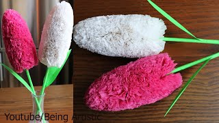 Tissue Paper Flower Stick  DIY  Paper Craft  Handcraft [upl. by Amitarp]