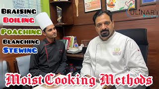 Moist Cooking Methods Braising Boiling Poaching Blanching Stewing Cooking food chef recipe [upl. by Harras709]