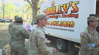 Army unloads supplies from Help from Hampton Roads drive [upl. by Huberty]