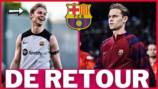 FRENKIE DE JONG DE RETOUR À LENTRAÎNEMENT  DE JONG PRÊT CONTRE LE PSG  MEILLEUR MILIEU DU BARÇA [upl. by Ardnuaed]