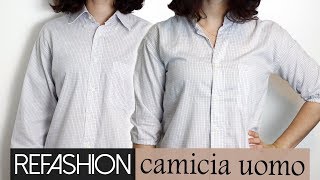 Refashion trasformare una camicia da uomo  Cucito facile per principianti  Un punto alla volta [upl. by Ardnasela627]