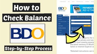 BDO Bank check balance  How to Check your BDO Account Balance Online [upl. by Itsyrk]