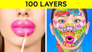 WOW 100 LAYERS CHALLENGE  Food Challenge Added By 123 GO Genius [upl. by Tybalt]