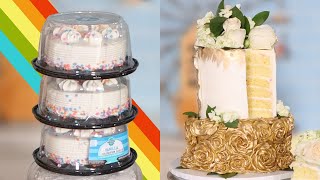 Turning a Grocery Store Cake into a 500 Wedding Cake  Cake Transformation [upl. by Ahsemot]