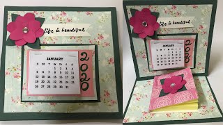 How to make Desk CalendarCard with Notepad for 2020 New Year Desk Easel Calendar [upl. by Ortrude]