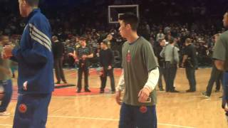 Knicks intro and Jeremy Lin acknowledges Spike Lee in his High School Jersey UNK NBA [upl. by Eillime22]